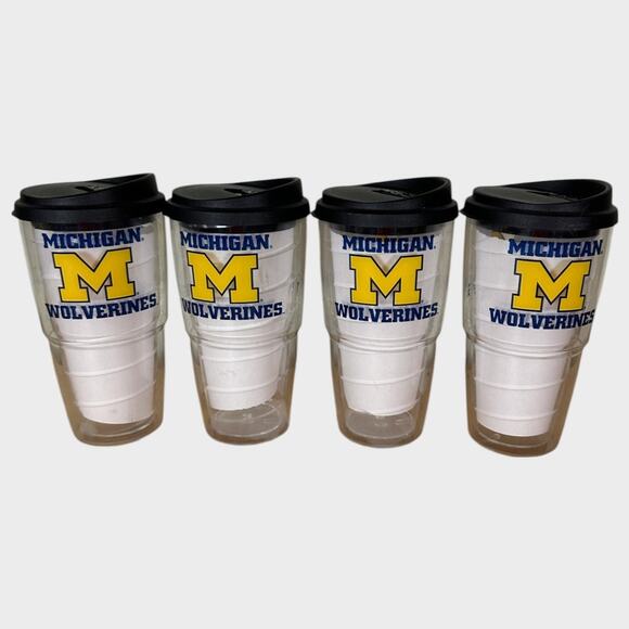 Lot of 4 University of Michigan Wolverines Tumblers Drinkware with Lids - Picture 3 of 6